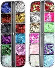 AUTSUPPL 12 Butterfly Sequin Set Nail Gems Glitter Powder Sticker Makeup Sequins for Party Wedding