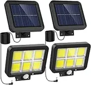Solar Outdoor Lights Motion Sensor w/ 240 Bright COB LED, 16.4Ft Cable, 3 Lighting Modes, Adjustable Panels. Wired Security Solar Powered Flood Lights for Indoor, Outside, Yard, Garden(5500K, 2 Set)