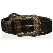 Ariat Women's Copper Buckle Triangle Cut out Belt, brown/black, Medium