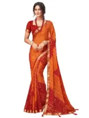 Women's Bandhani Printed Chiffon Saree with Blouse