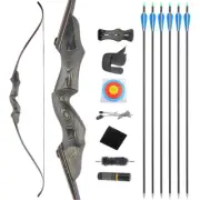 Archery 60" Takedown Recurve Bow 25-60lbs Wooden Riser Hunting Shooting Target