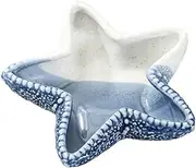 [LDDCVRYAZ] Ceramic tray, jewelry storage tray, cute jewelry display tray, bedside creative starfish living room decoration, shell ornaments/786(Deep Blue Starfish)