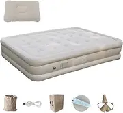 Air Mattress - Camping Air Bed | Portable Sleeping Mat | Thickened Camping Mattress | Self Inflating Double Camp Bed | Sleeping Pad with Built in Pump | Memory Foam Airbed Topper for Hiking & Outdoor