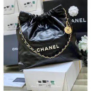 Anna 二手/全新 CHANEL 22BAG 大容量黑金托特包 單肩包 腋下包 AS3261 香奈兒購物袋