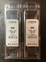 (LOT of 2) Crucial 4GB DDR3L-1866 SODIMM Laptop/Desktop RAM CT51264BF160DJ