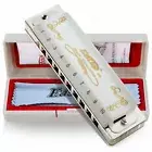 EASTTOP 10Holes Harmonica Diatonic Blues Harmonica Key of C/G/A with White Cover