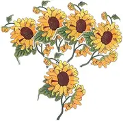 SAFIGLE 5pcs Sunflower Iron Patches Durable Flower Appliques for Clothing Bags and DIY Crafts for Personalizing Jeans Jackets and Accessories