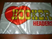 HOOKER Logo 20x30" Flag Banner HEADER Garage Racing Shop Decor RACE FLAG White