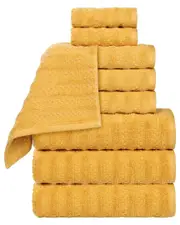 Superior Zuma Zero Twist Cotton Medium Weight Soft Absorbent 9pc Towel Set Set of 9 NoColor
