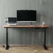 Electric Height-Adjustable Solid Timber Study Desk/Home Office Sit Stand Desk...
