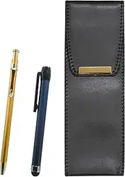 2 Pack Eco Leather Pen Case Metal Touch Stick Blue and Slim 60 Ballpoint Pen Gold Set BR-ALL-SV60KBP-2