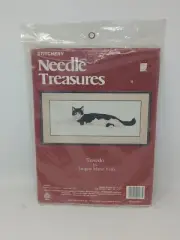 Stitchery Needle Treasures Tuxedo Cat Jacquie Vaux Black White 00587 New