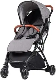 Mamakiddies Baby Pram & Stroller, Black and Grey One-Hand Compact Fold, Ultra-Light Weight & 7kg, Carry Bag Included