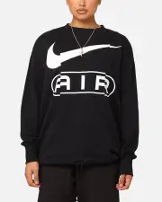 [Nike] Nike Women's Sportswear Air Over-oversized Fleece Crewneck Black/white - Size M M Black/White