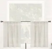 (1) Pair Clean Window Lichtenberg Textured Linen Off-White 52" X 24" Curtains