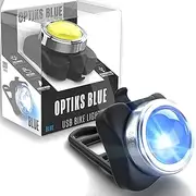 OPTIKS-Blue Rear Bike Light: 220 Lumens - USB Rechargeable -10hr Max - Water Resistant - 5 Modes - Blue Strobe LED - Back Lights for Bicycles Seat Post