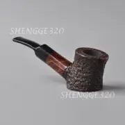 Portable Briar Wooden Tobacco Pipe Poker Cherrywood Carved Surface Bent Stem
