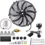 GXYWADY 16 inch Electric Radiator Fan Power 3000 CFM Thermostat Wiring Switch Relay Kit Black