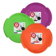 Superio Round Snow Saucer Sled 3 Pack Green-Fuchsia-Orange 24" For Kids, Adults