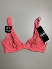 NWT Bonds Intimately Deep V Bra Unlined Lace Underwire Size 32B Pink New