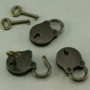 3 * Metal Vintage Antique Style Mini Padlocks Key Lock Bronze Retro Jewelry Lock