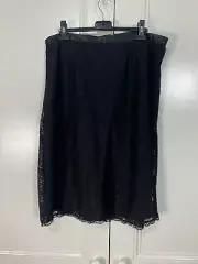 Autograph Ladies Size 16 Black Lace With Satin Trim Skirt Brand New With Tags