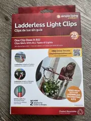 Simple Living Solutions White Gutter & Shingle Ladderless Light Clips 25Ct. New
