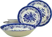 Tudor Royal 6-Piece Round Porcelain Dinnerware Set, Service for 2, Victoria Blue Design, Blue Floral, Plates Bowls Dishes, Premium Quality Ceramic Tableware, Unique Patern, Glossy