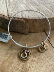 NWT Alex and Ani Initial Letter "S" Charm Adjustable Two-Tone Bracelet w/Tag