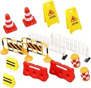 BCOATH 14Pcs Miniature Traffic Signs and Barricades for Traffic Cones and Road Signs for Play Educational Role Play and Imaginative Learning Activities