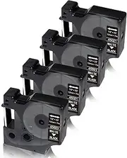 Compatible for Dymo Label Tape 12mm Replace for Dymo D1 Label Tape 12mm White on Black 45021 S0720610, Work for Dymo Label Printer LabelManager 160, 210D, 280, 360D, 420P Labelpoint 150, 12mm x 7m, 4X