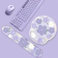在飛比找樂天市場購物網優惠-原創紫色水彩小花護腕鼠標墊3D胸硅膠軟墊手腕墊防滑鼠墊女生辦