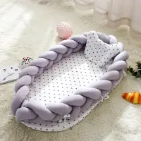 在飛比找蝦皮購物優惠-赫美全棉編織便攜式嬰兒枕床中床仿生可拆洗嬰兒窩立體防護嬰兒床