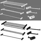 ACA Round Bathroom Accessory SET Black/Chrome Towel Rack Rail Robe Hook SUS304