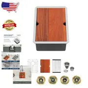 14-Inch Undermount Bar Sink - Stylish Workstation with Cutting Board & Rack