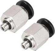 uxcell Straight Pneumatic Push to Quick Connect Fittings M5 Male X 6mm Tube OD Silver Tone 2pcs