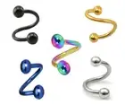 14G 3/8" TITANIUM BALL SPIRAL BELLY RING TWIST EAR NAVEL HELIX LIP NOSE PIERCING
