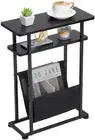 Narrow Small Side Table for Spaces Slim End with Magazine Rack Living Room