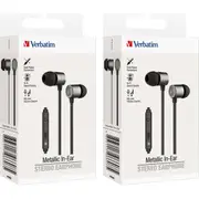2PK Verbatim In-Ear Earphones w/Mic & Volume Control For Mobile Phones Space Gry