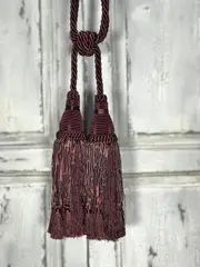 Pair 2 pieces Curtain Tie Backs - 30cm Double Headed Tassel - Red Wine