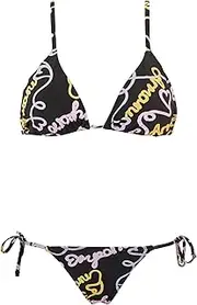 [Emporio Armani] Women's Standard Triangle and String Brazilian Logomania Bikini Set
