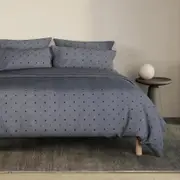 Sheridan Tiled Quilt Cover Set in Navy Size: King Cotton