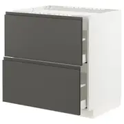 METOD / MAXIMERA base cab f hob/2 fronts/2 drawers, white/Voxtorp dark grey, 80x60x80 cm