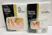 Vtg Fashion Manor No Iron Percale Full Flat Sheet & Pillowcases White NEW NOS