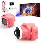 Children's Camera, Children's Projector, 4K Video Recording High-Definition Simulation Camera, Camera, Projector, Suitable for Travel and Camping Photography, (PINK)