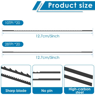 40Pcs Plain End Scroll Saw Blade Set 5inch High Carbon Steel Scroll Saw♜♜