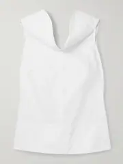 [Brandon Maxwell] Brandon Maxwell - The Bowie Draped Cotton-poplin Top - White - US10 US 10 White