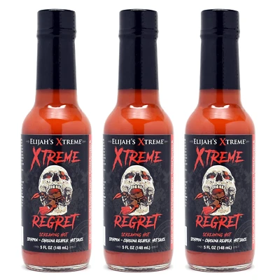 Regret Hot Sauce 3 Pack - Carolina Reaper and Trinidad Scorpion - the 2 Hottest