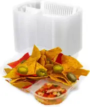 125 Pack 6 X 5 Inch Plastic Nacho Trays, 2 Compartment Disposable Chip and Dip H