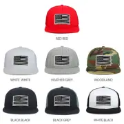 Youth Kid's Black White American Flag Patch Flat Bill Snapback Cap - FREESHIP